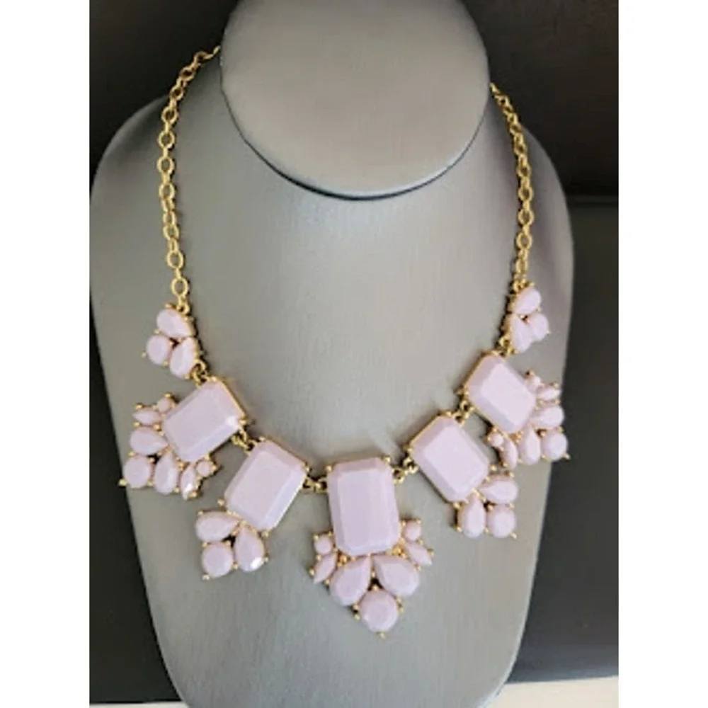 Kate Spade Daylight Jewels Lavender Statement Bib Necklace Gold Tone